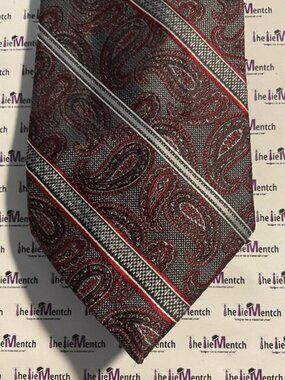 PRONTO UOMO Silk Red Paisley & Striped Tie 3.25”
